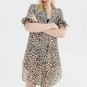J. Crew Beach Cover-Up Dress Leopard Print Size Sm